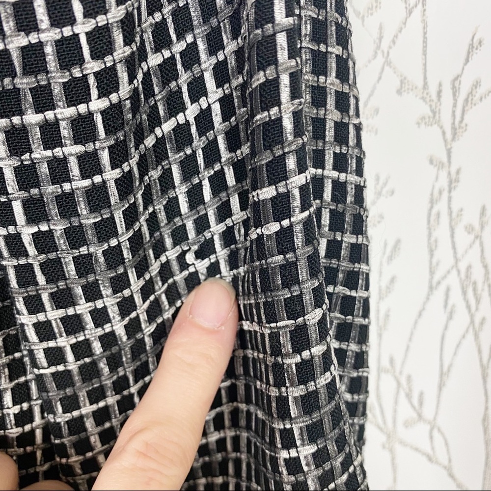 LAFAYETTE 148 NEW YORK Black Textured Tweed Grid Fringe Blazer Jacket 14 office - Picture 14 of 16